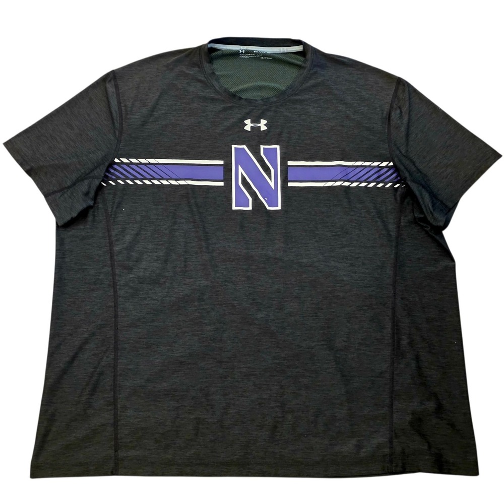 Mens Under Armour Northwestern Wildcats HeatGear Shirt Dark Gray 2XL Athletic